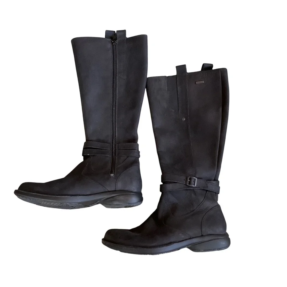 Merrell Tetra Strap Waterproof Boots Womens 7 Black Leather Tall J41146